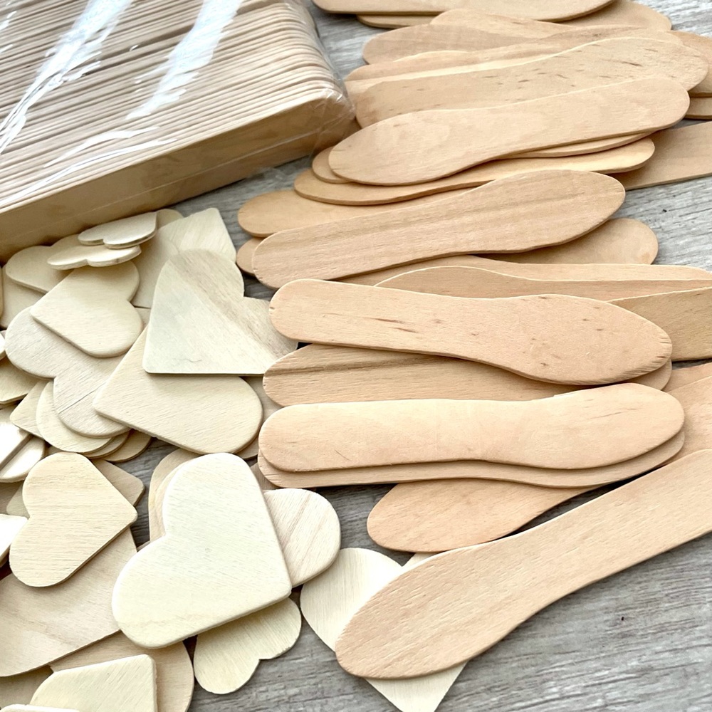 Craft Supplies - Wood Craft Sticks, Hearts & Spoons *NEW* - Picture 4 of 4